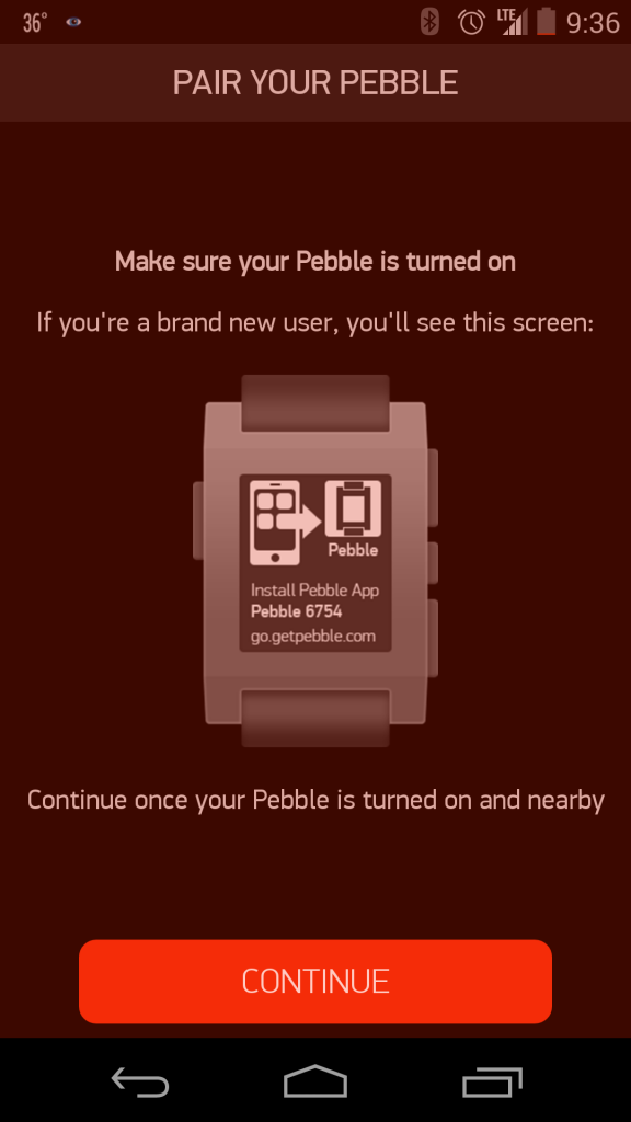Pair Pebble Steel with Android App (Google Nexus 5)