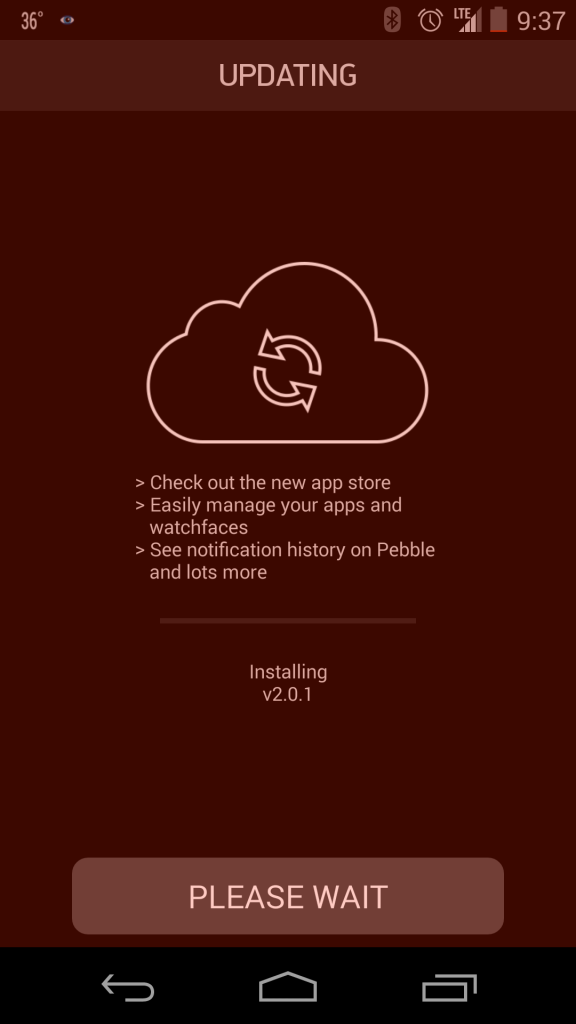 Updating Pebble Steel with Android App (Google Nexus 5)