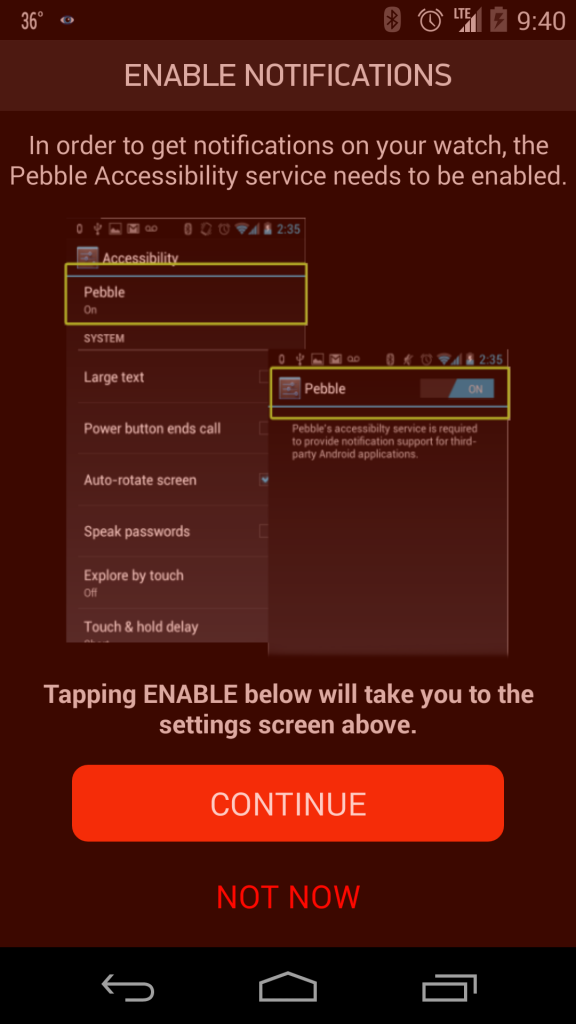 Enable Notifications - Pebble Steel with Android App (Google Nexus 5)