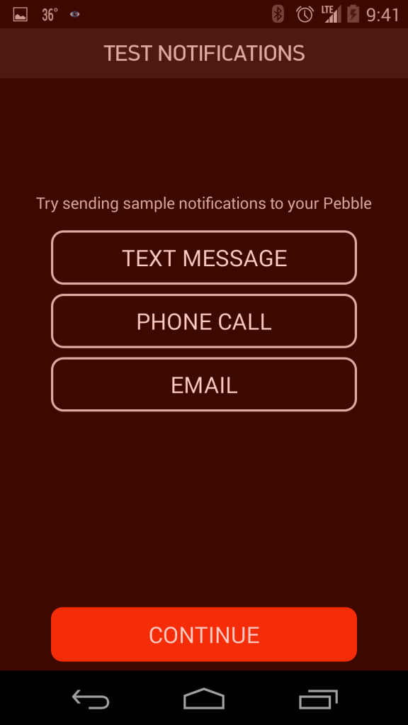 Test Notifications - Pebble Steel with Android App (Google Nexus 5)