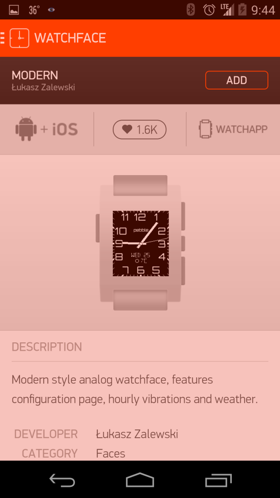 Pebble App Store - Pebble Steel with Android App (Google Nexus 5)